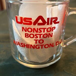 USAir Glass Coffee Mug - Boston to Washington D.C.